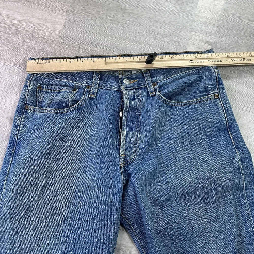 Levis 501 Jeans Mens Blue Med‎ Wash Regular Straight Button Fly 34x32 Denim
